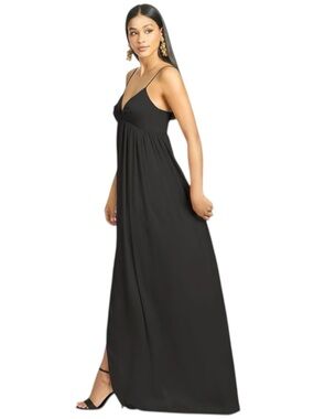 NWT SACHIN + BABI Black Sleeveless V-Neck Empire Waist Slit Dress Gown Size 14